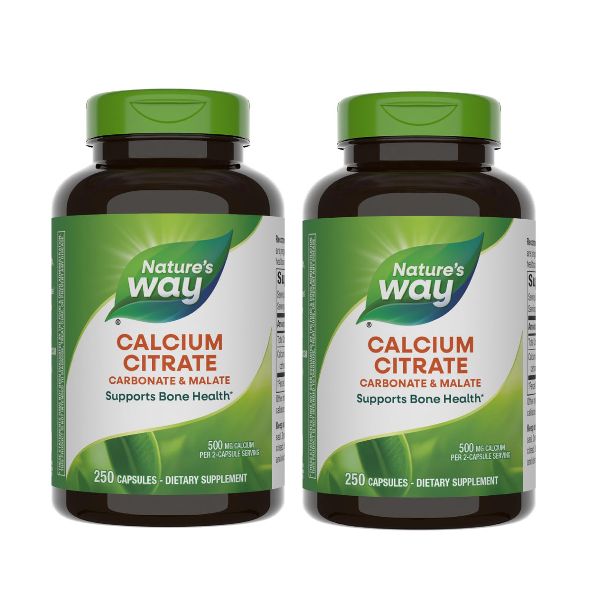 Nature's Way Calcium Citrate bottle front showing 500 mg per serving