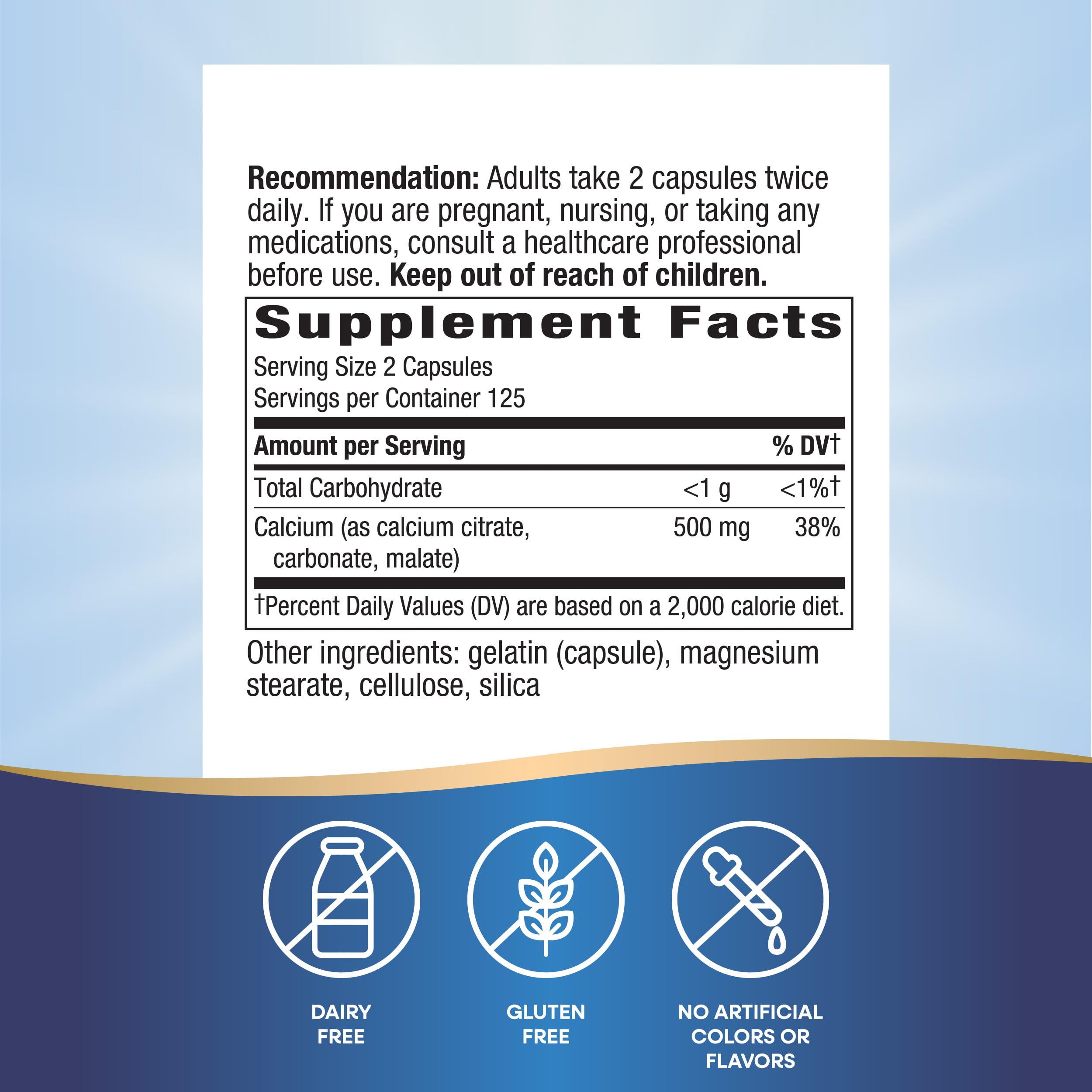 Nature's Way Calcium Citrate label close-up highlighting calcium blend