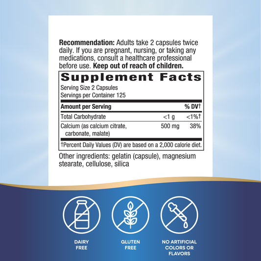 Nature's Way Calcium Citrate label close-up highlighting calcium blend