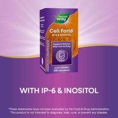 Close-up of the Cell Forté IP-6 & Inositol label with vegan and gluten-free icons.