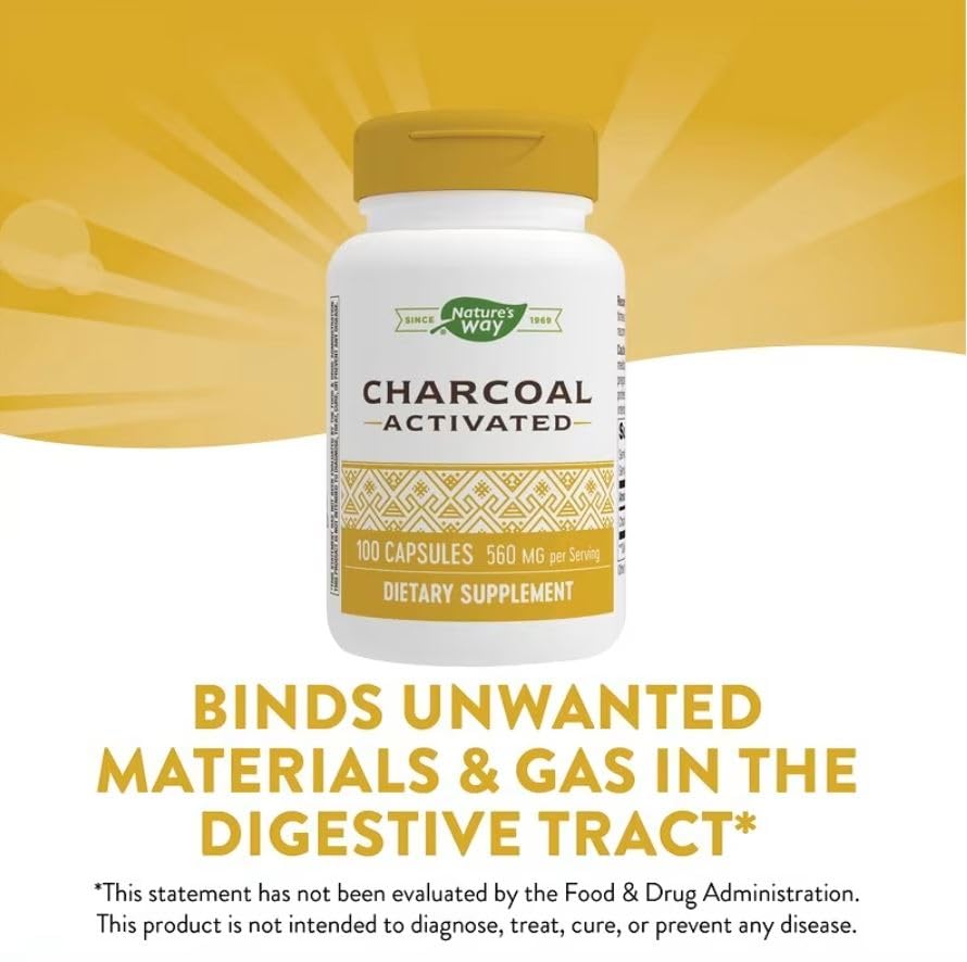 Nature's Way charcoal bottle with label for a simple daily routine