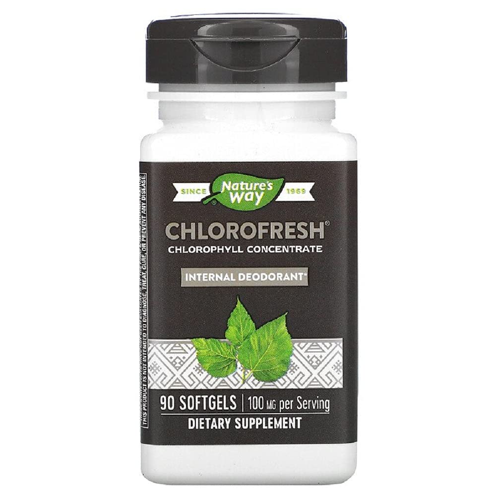 Nature's Way Chlorofresh bottle with 90 softgels in a 4-pack for daily use