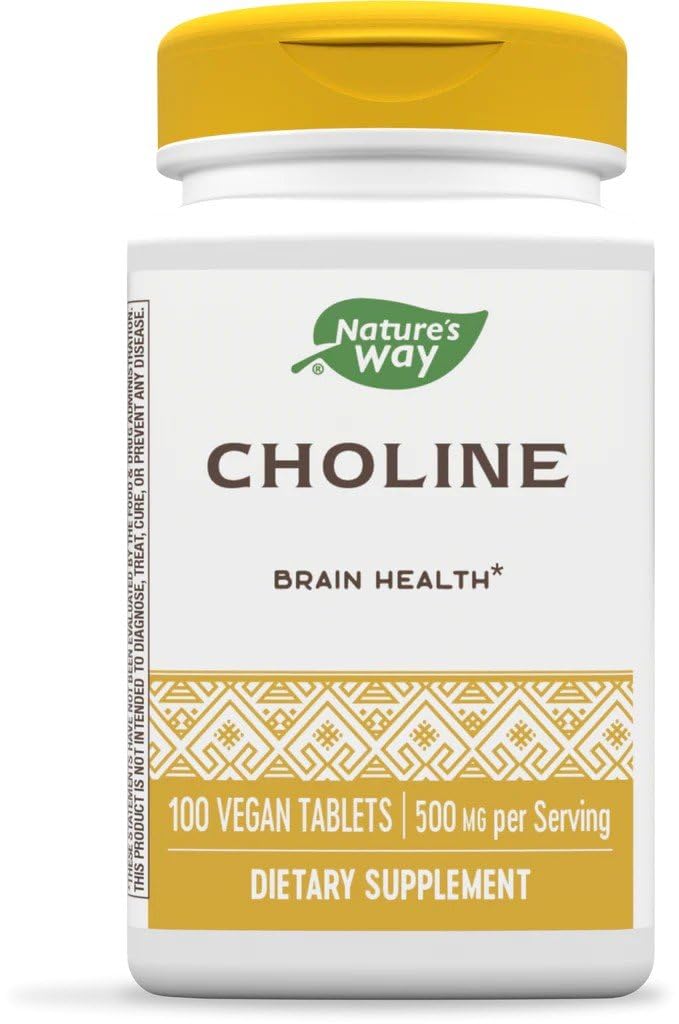 Nature's Way Choline 500 mg bottle front view for daily brain support
