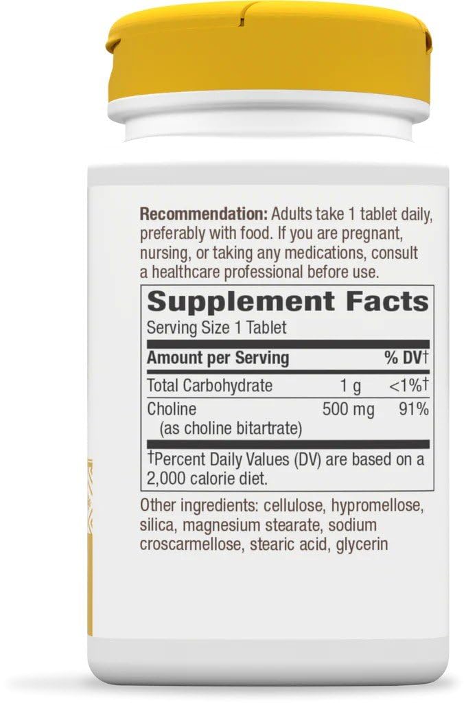 Nature's Way Choline 500 mg bottle side view in a two-pack