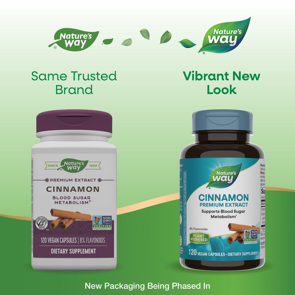 Nature's Way Cinnamon vegan capsules pack supports everyday carbohydrate metabolism