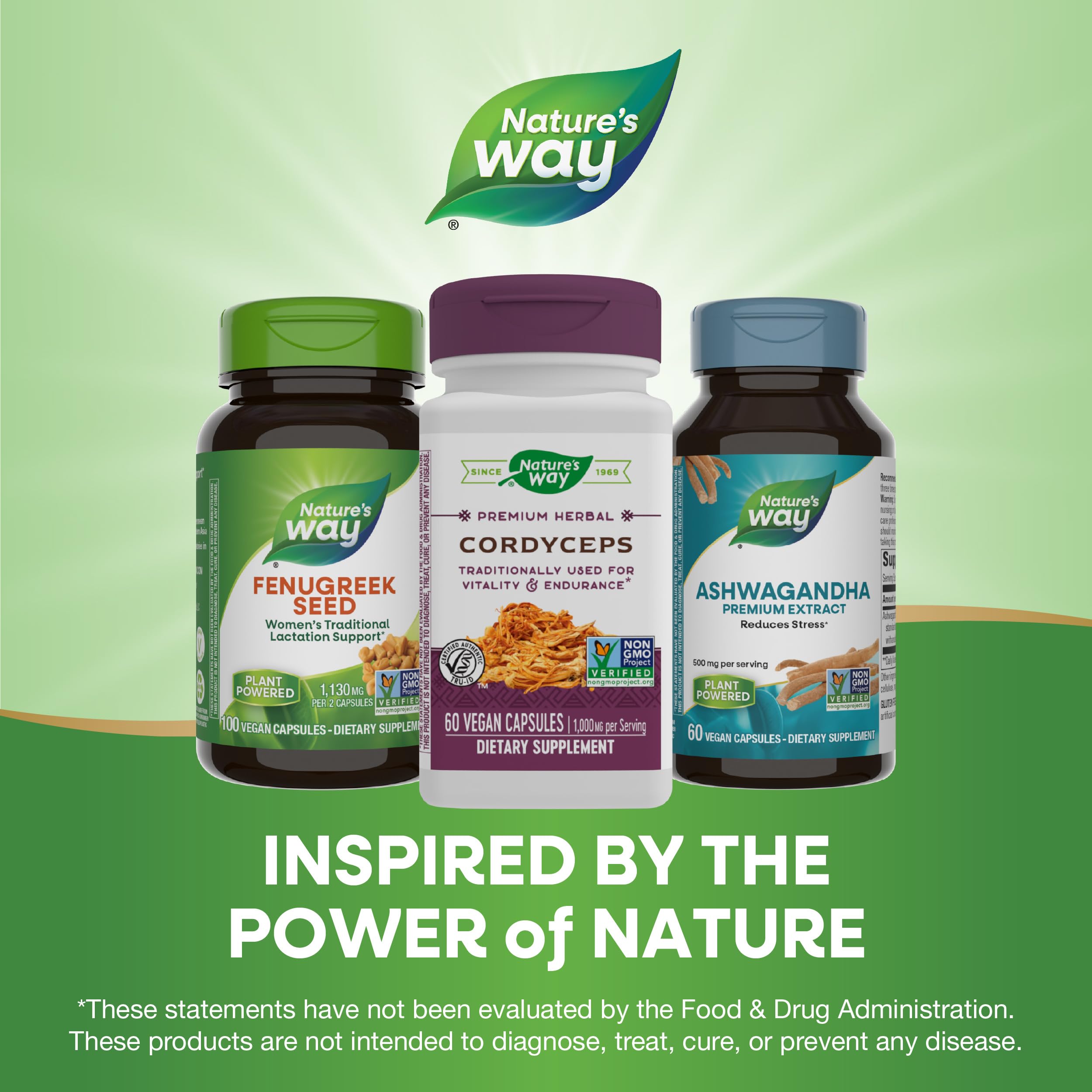 Nature's Way Cordyceps packaging made from recycled materials.