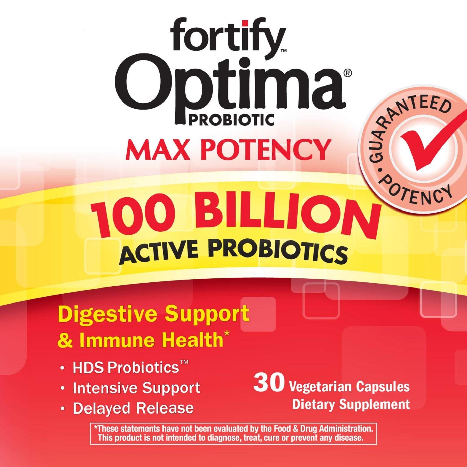 Nature's Way Fortify Optima capsules close-up highlights daily probiotic supply.