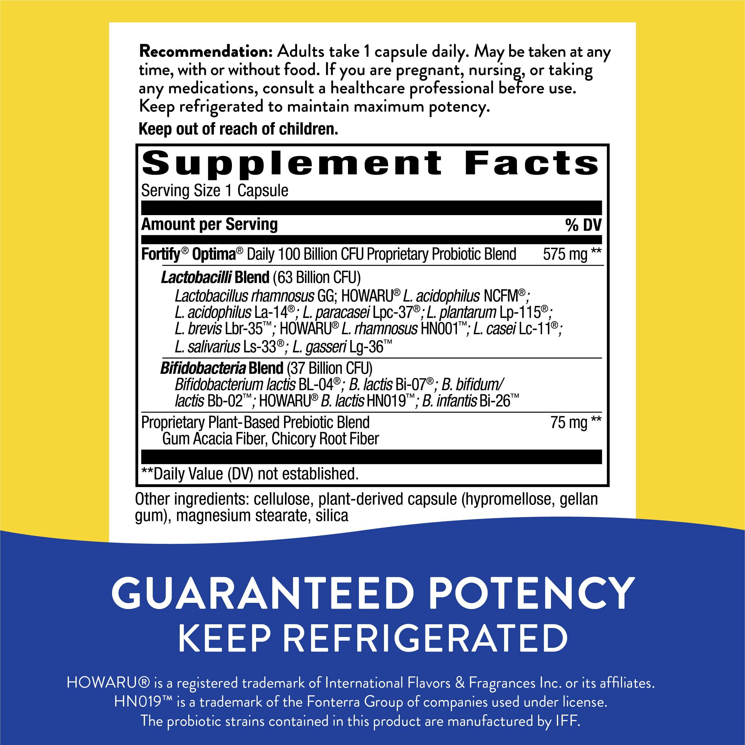 Doctor-preferred strain note on Fortify Optima label