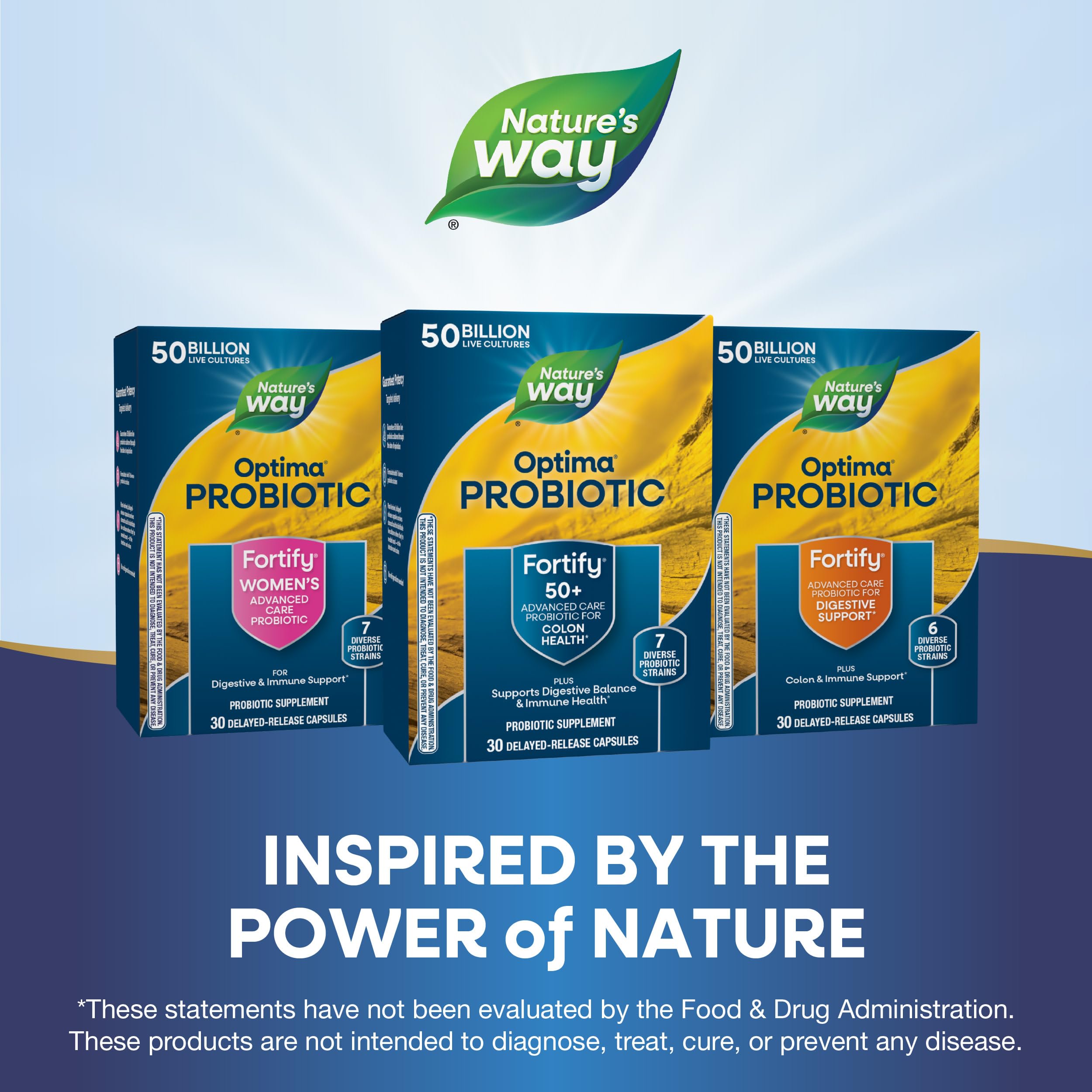 Fortify Optima display emphasizes immune-support friendly probiotic blend.