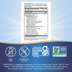 Nature's Way Fortify Optima probiotic bottle back panel highlights ingredients and directions.