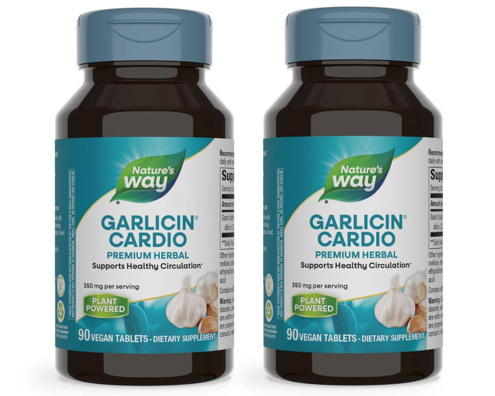 Nature's Way Garlicin Cardio bottle with enteric-coated tablets.
