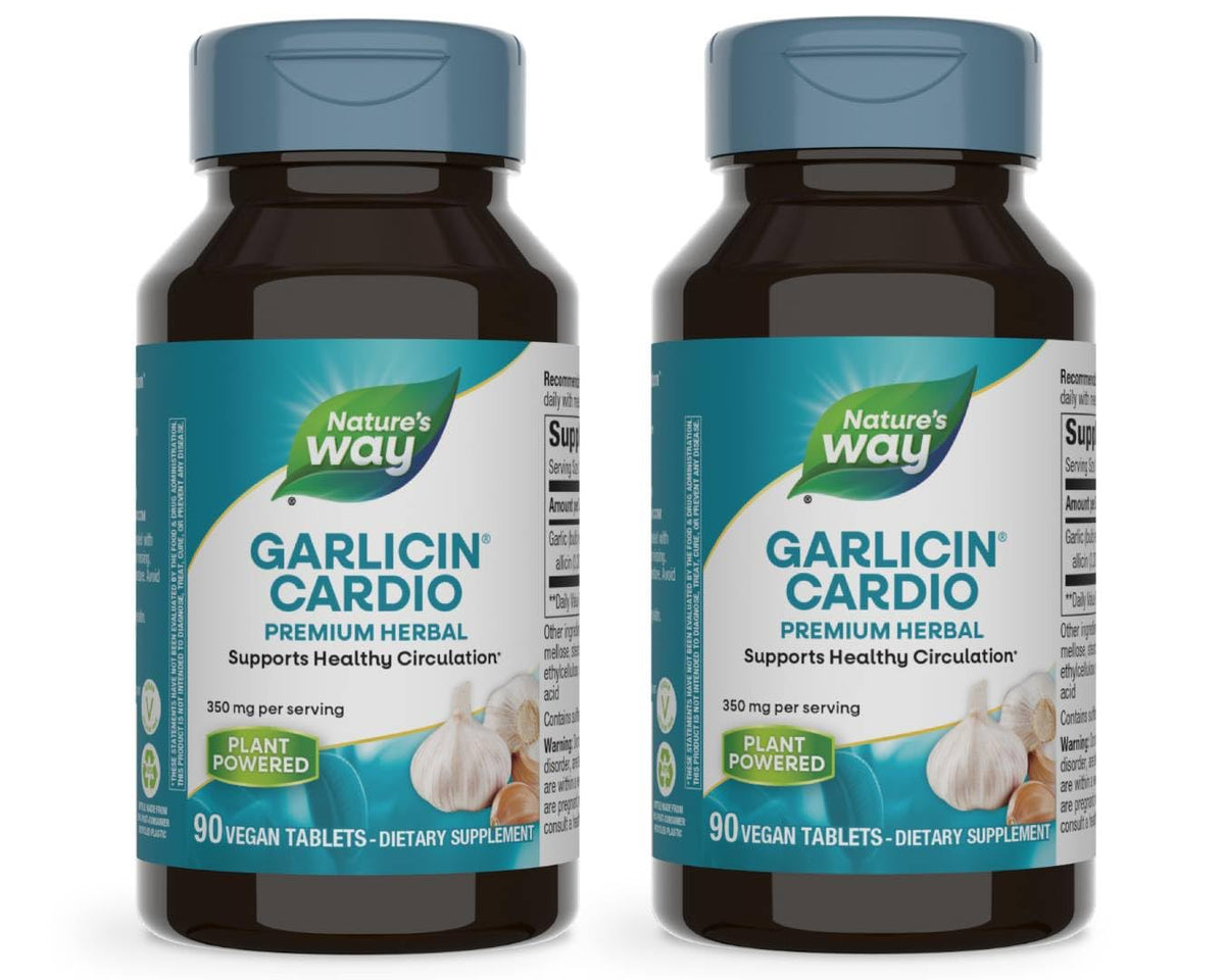Nature's Way Garlicin Cardio bottle with enteric-coated tablets.