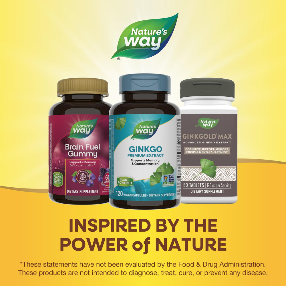 Nature's Way Ginkgo bottle front view with capsules visible