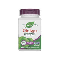 Nature's Way Ginkgo premium bottle with label suggesting memory support