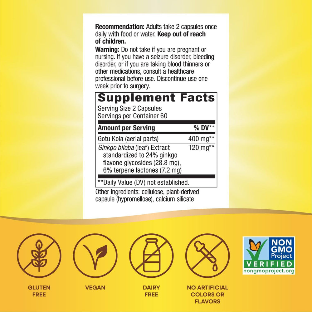 Nature's Way Ginkgo gluten-free vegan and non-GMO seal