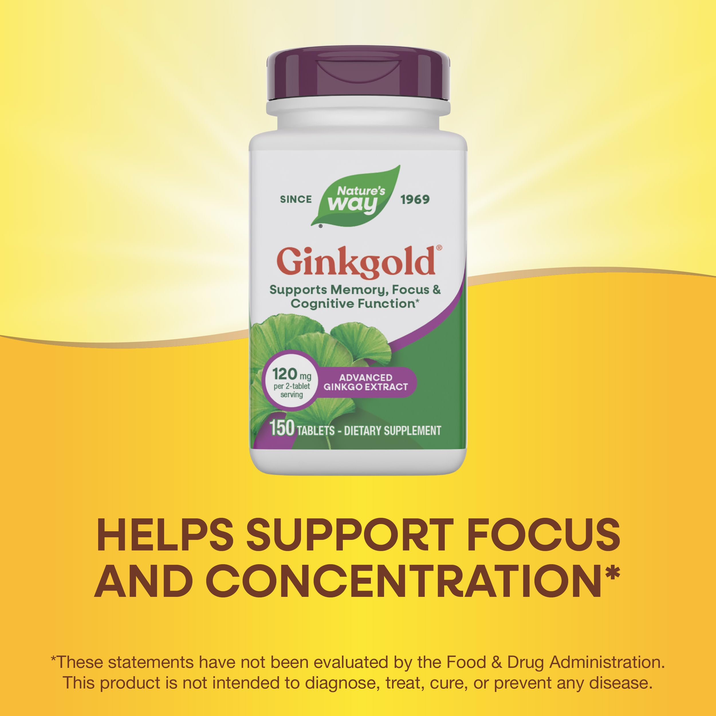 Nature's Way Ginkgold box packaging emphasizes quality and purity.