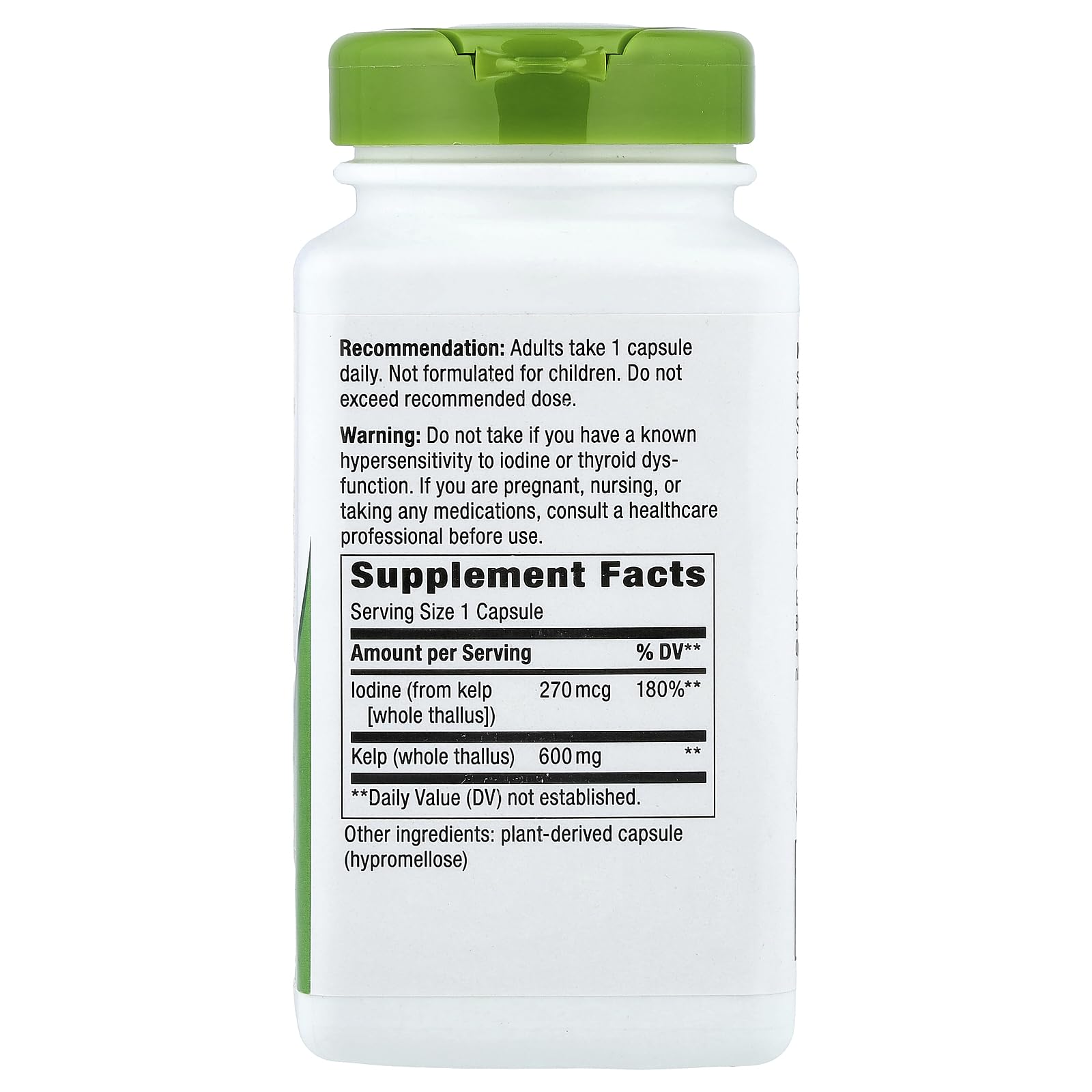 Nature's Way Kelp capsules pack-2 close-up, easy-to-swallow seaweed capsules for daily use