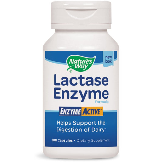 Nature's Way Lactase Formula capsules ready to support lactose digestion during meals