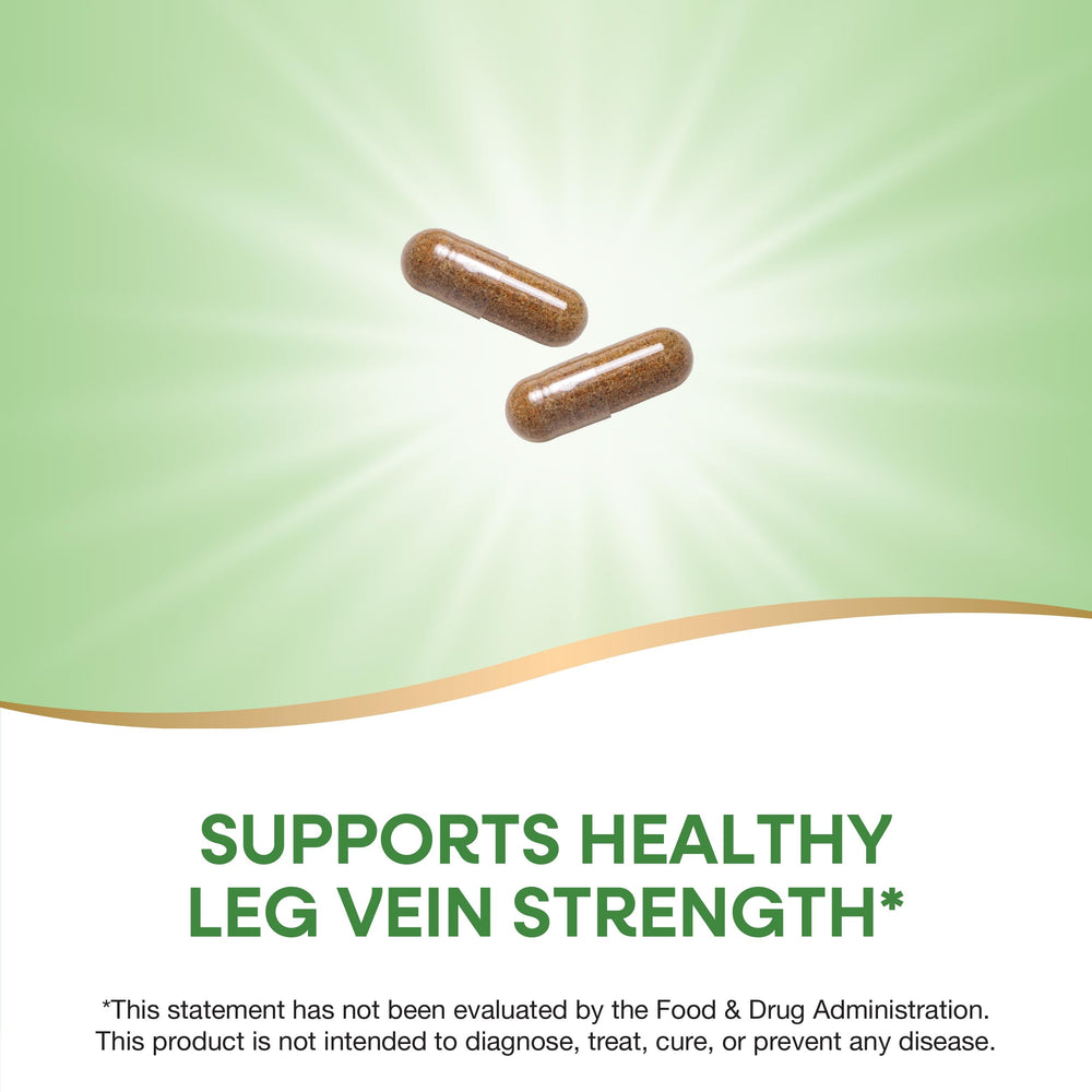 Nature's Way Leg Veins capsules in glass bottle for daily use