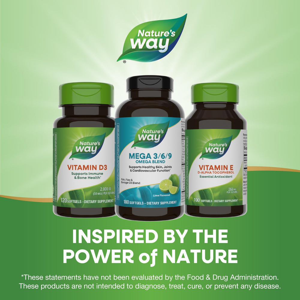 Packaging may vary for Nature’s Way Mega 3/6/9 lime softgels