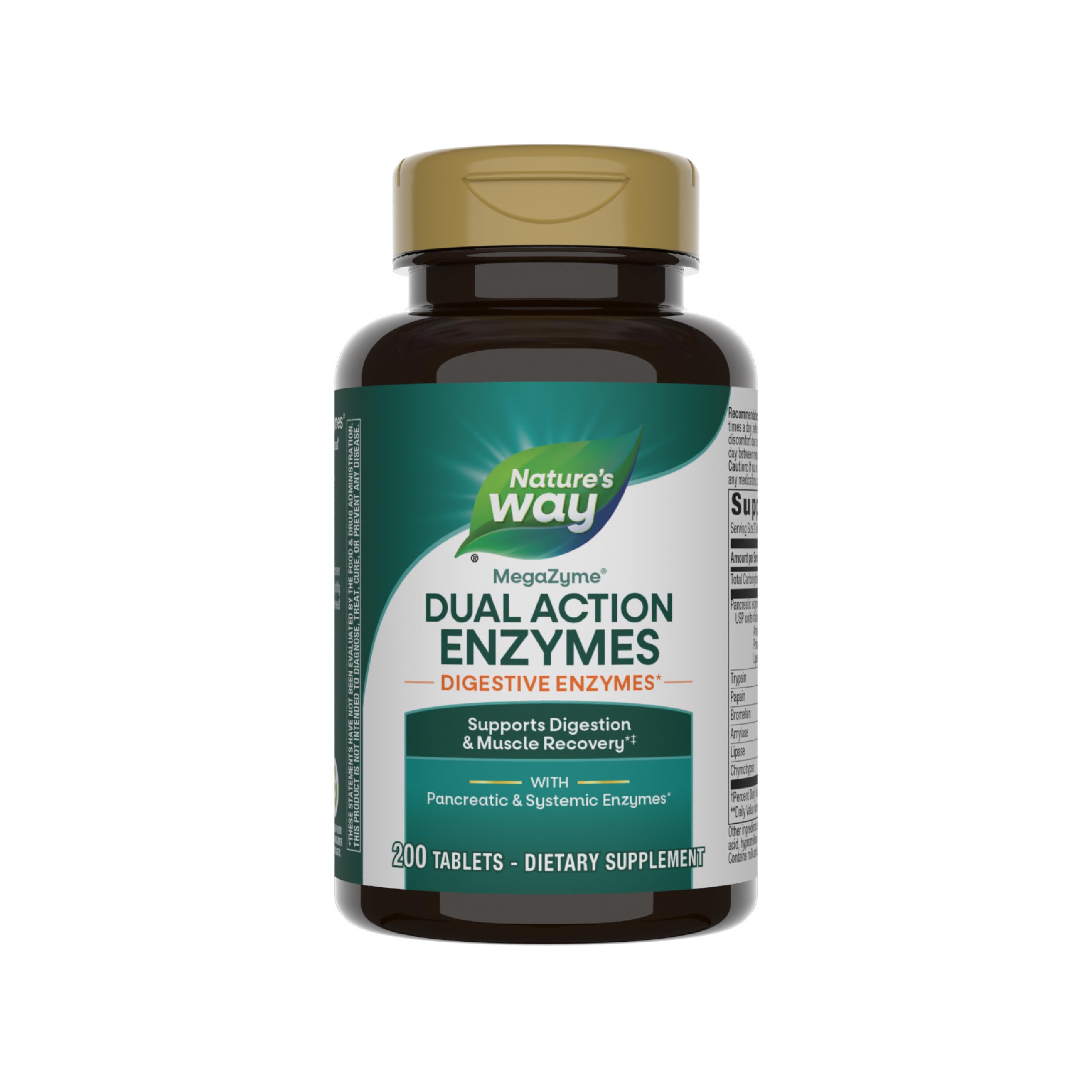 Nature's Way Mega-Zyme bottle showing capsules used for digestive support with meals