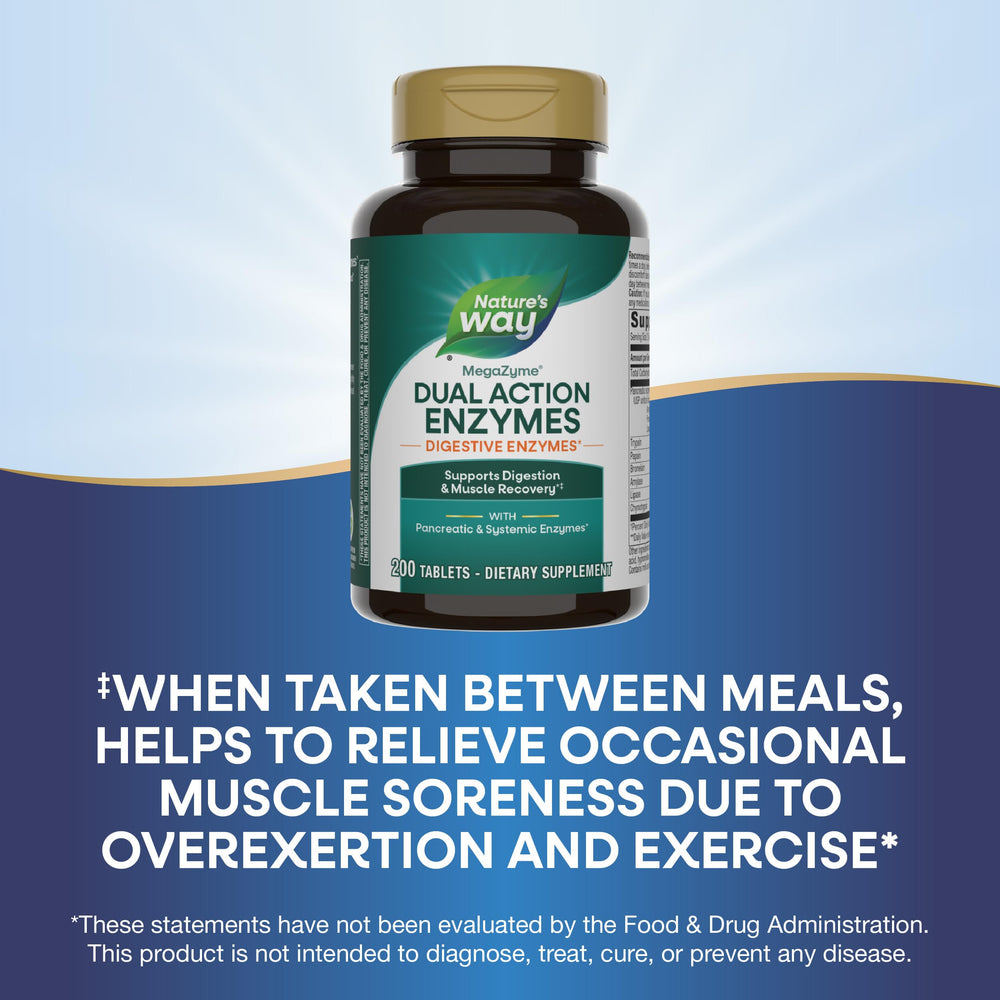 Label highlights pancreatic and systemic enzymes on Nature's Way Mega-Zyme bottle