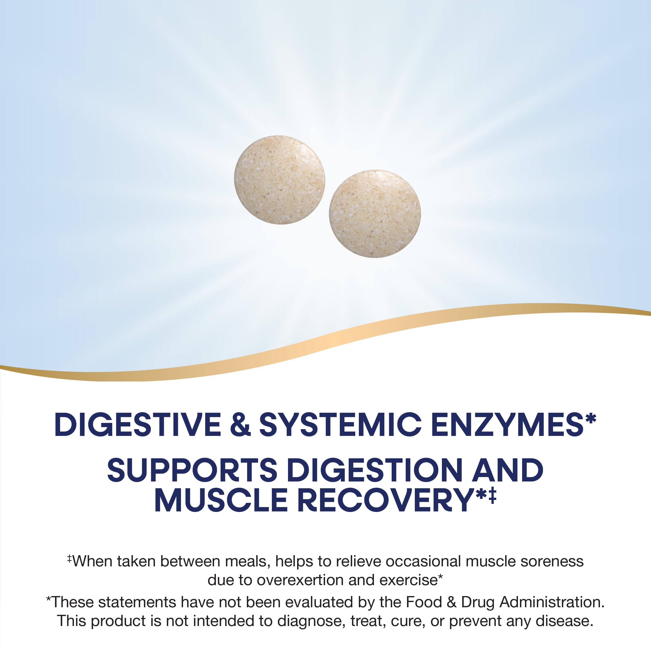 Close-up of Mega-Zyme tablets with smooth texture for easy swallowing
