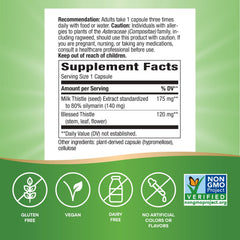Closeup of Nature's Way Milk Thistle capsules ready for daily support.