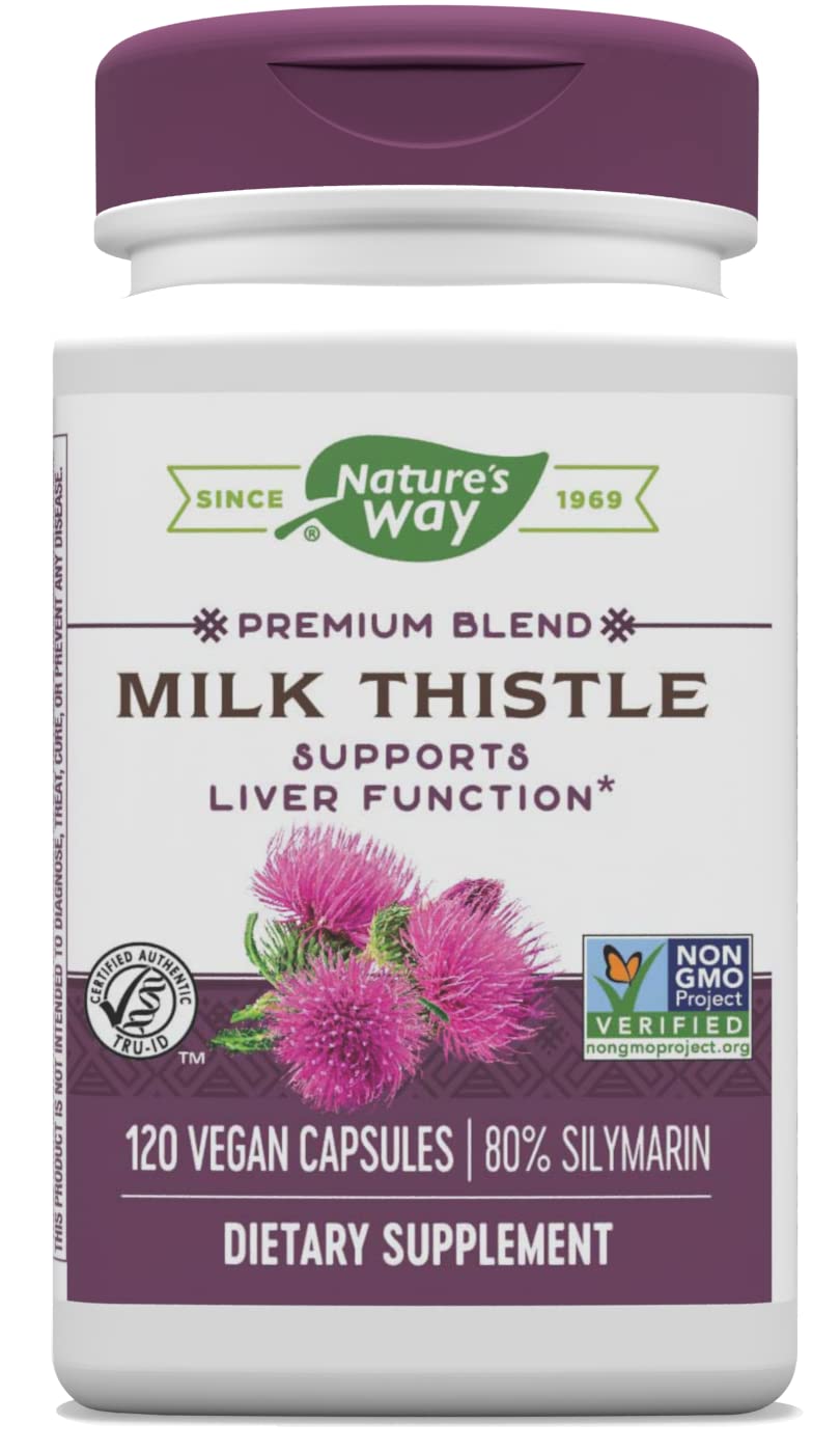 Nature's Way Milk Thistle SE bottle is a gluten-free daily herbal supplement.