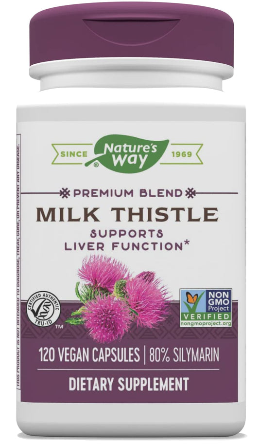 Nature's Way Milk Thistle SE bottle is a gluten-free daily herbal supplement.