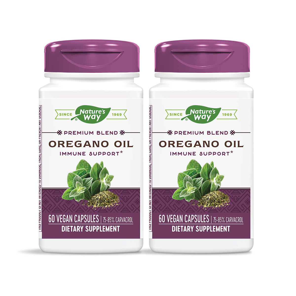 Nature's Way oregano oil bottle front for daily wellness routine.