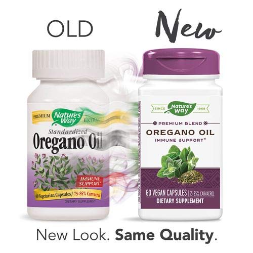 Nature's Way oregano oil capsules close-up for convenient daily use.