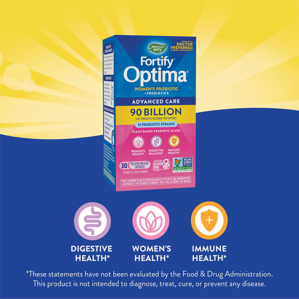 Nature's Way Primadophilus Optima Women's label and packaging showcasing 90 Billion CFU