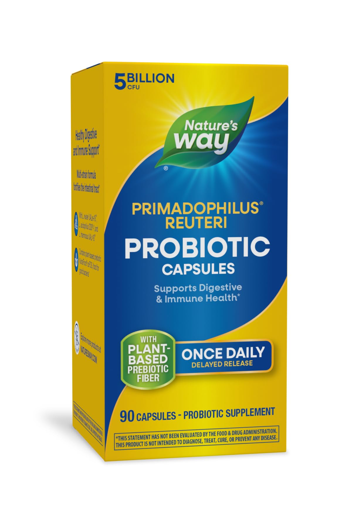 Nature's Way Primadophilus Reuteri bottle pour for daily probiotic routine