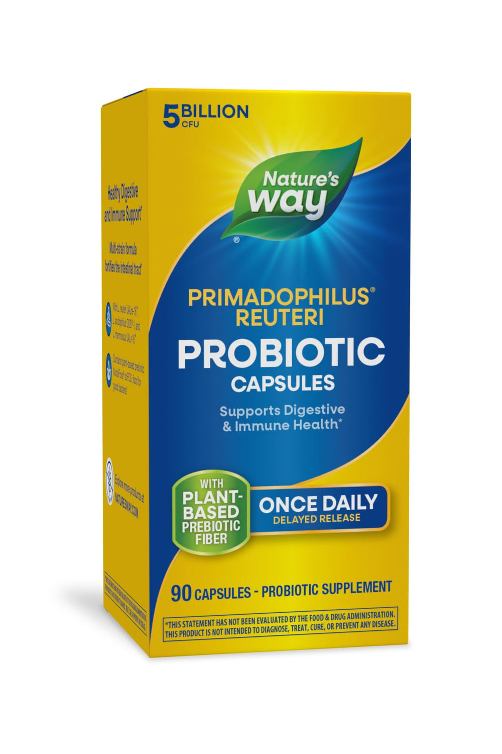 Nature's Way Primadophilus Reuteri bottle pour for daily probiotic routine