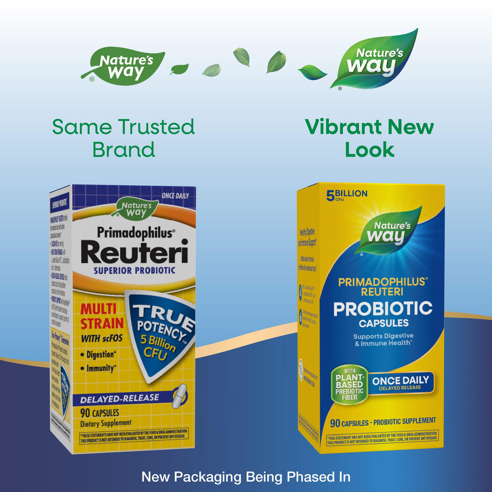 Nature's Way Primadophilus Reuteri label front showing gluten-free formula