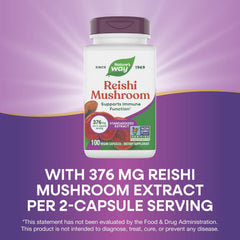 Nature's Way Reishi packaging detail emphasizing Non-GMO verification and allergen-free benefits.