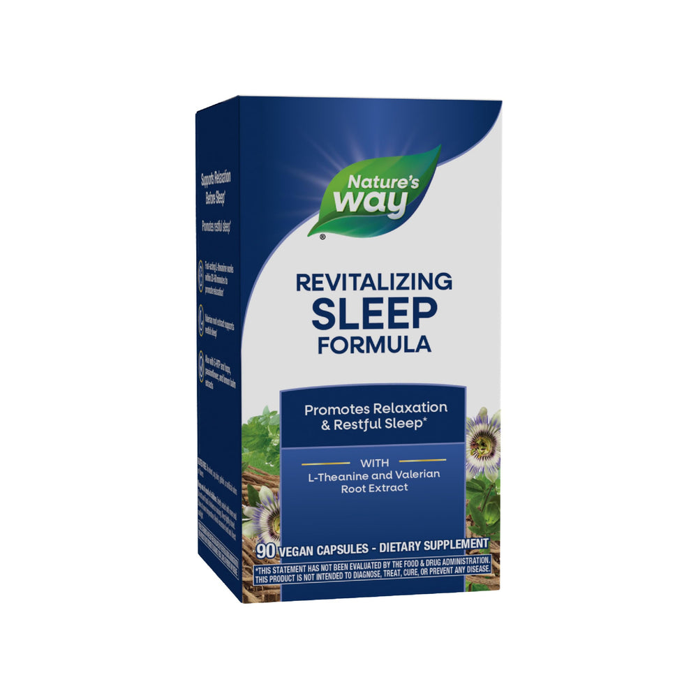 Nature's Way Revitalizing Sleep Formula bottle for restful nights.