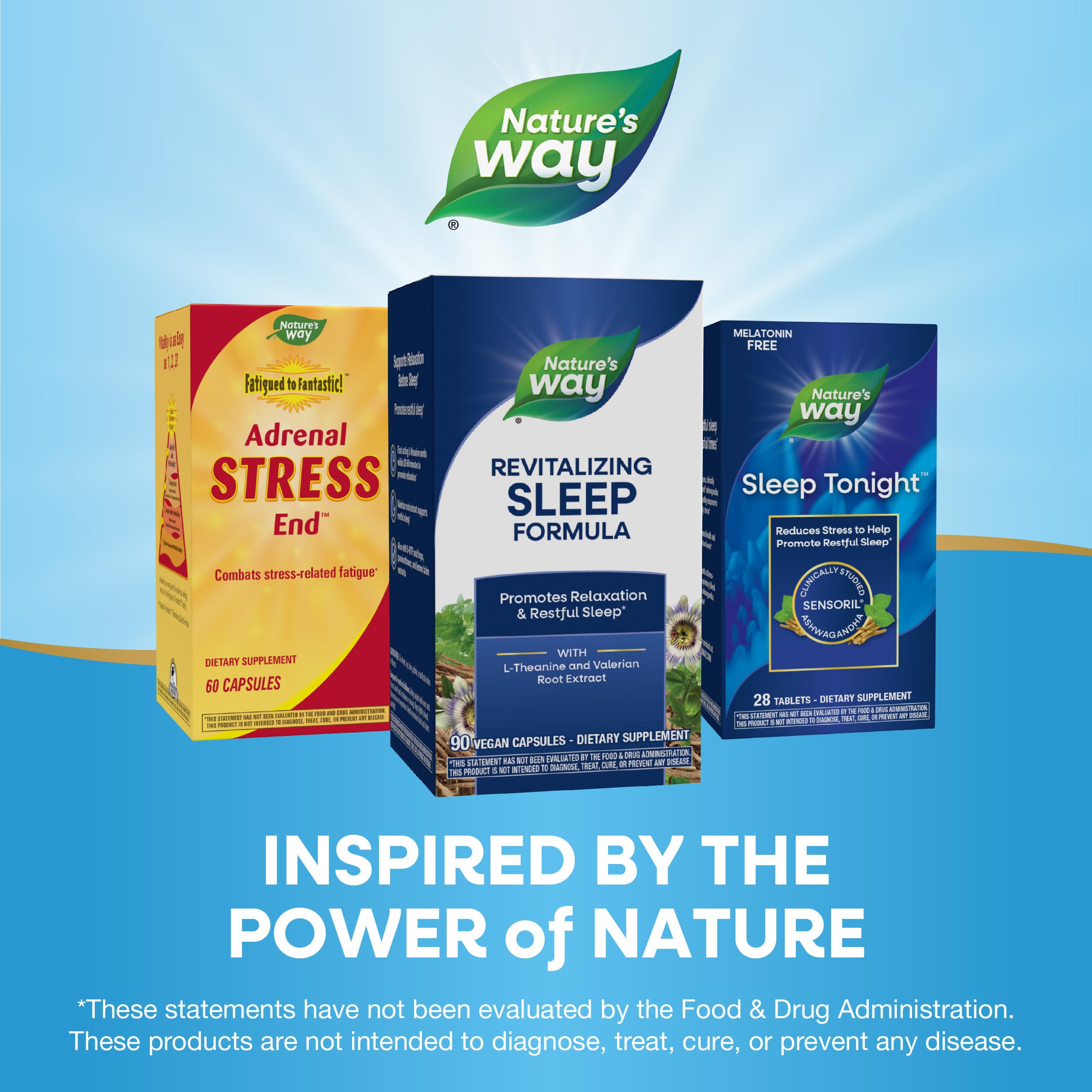 Bottle and label highlight natural sleep support from Nature's Way Revitalizing Sleep Formula.