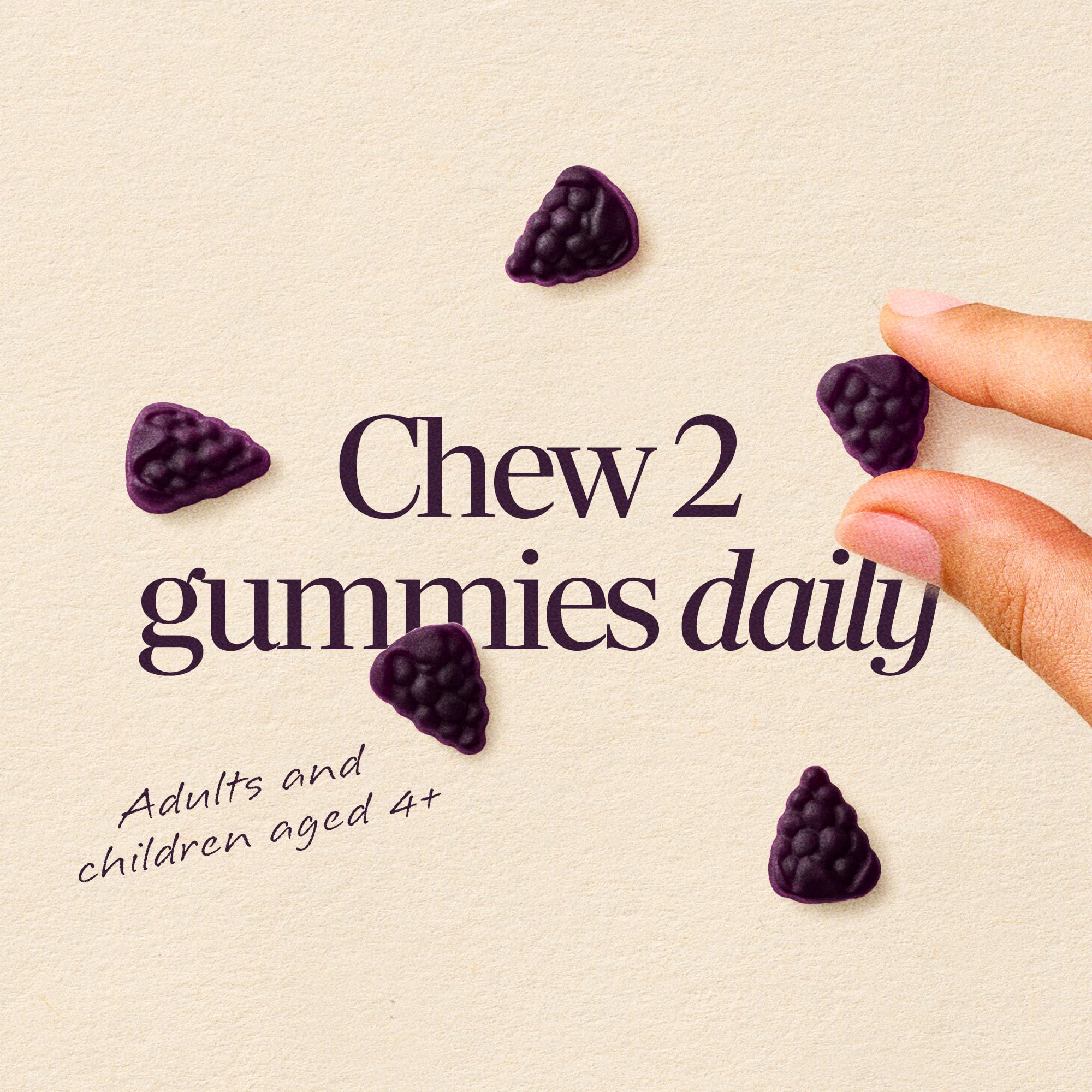 Nature's Way Sambucus elderberry gummies berry-scene showcasing natural color from elderberry extract.