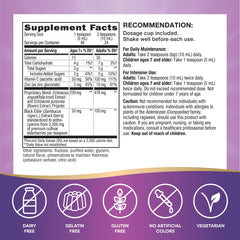 Nature's Way Sambucus Immune Elderberry Syrup beside vitamin C and zinc for immune nourishment.