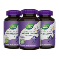 Nature's Way Sambucus Kids Gummies front of bottle for daily immune support.
