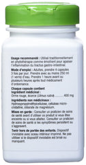 Nature's Way Slippery Elm Bark capsules closeup shows vegetarian formula for wellness.