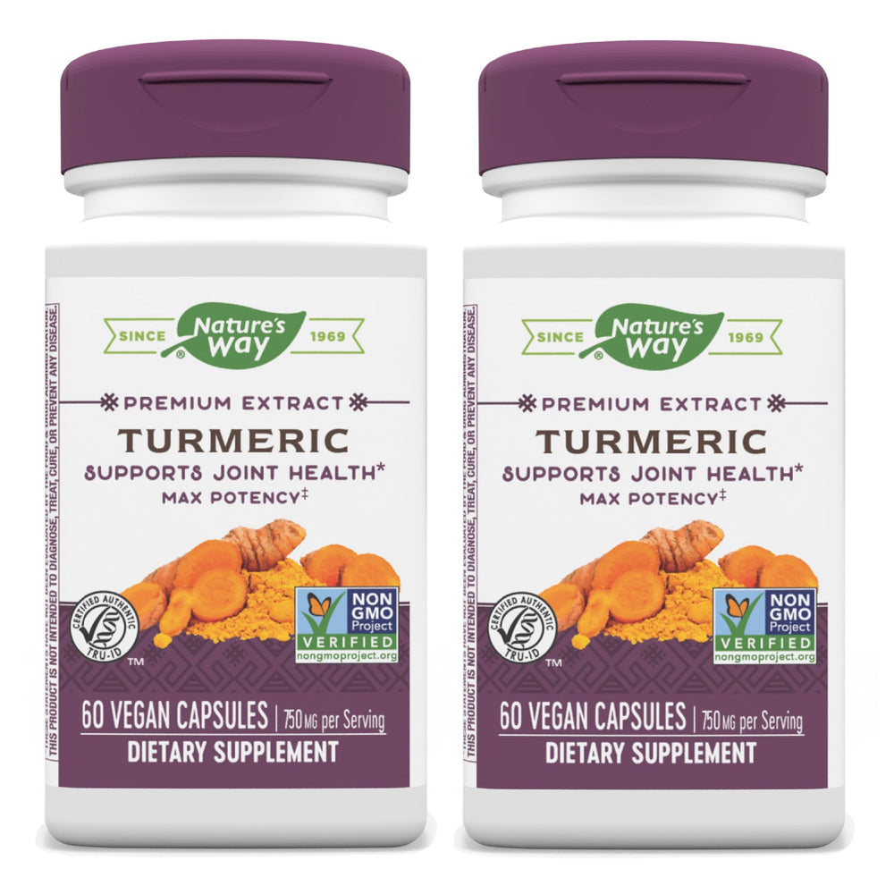 Nature's Way Turmeric Max Potency bottle shows premium extract for joint support