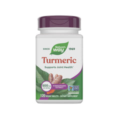 Nature's Way Turmeric Premium Extract bottle front with Non-GMO verification