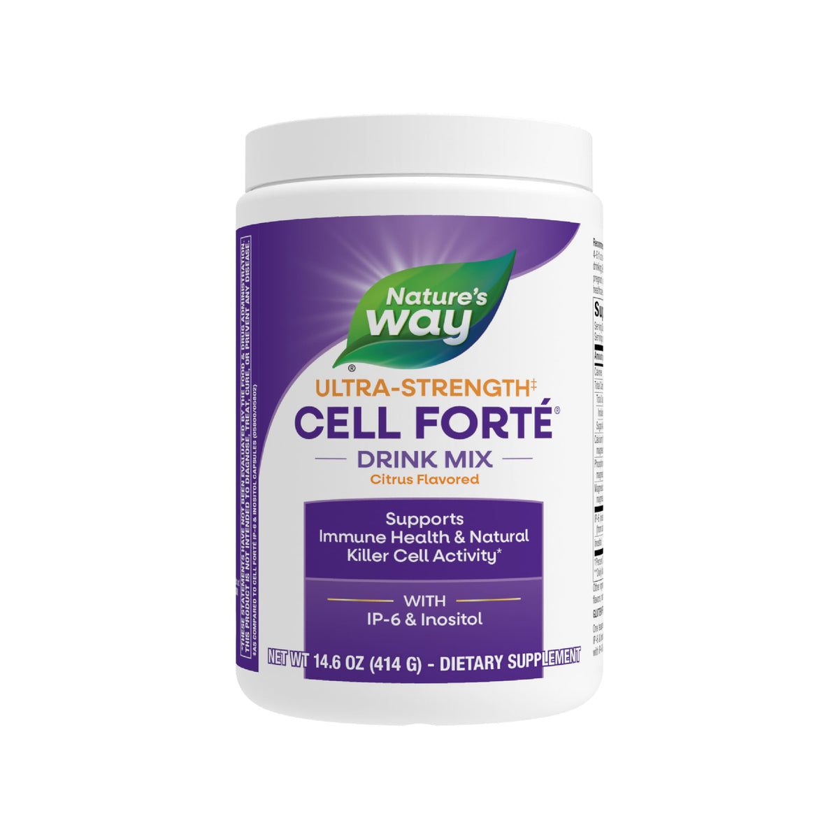 Nature's Way Cell Forte drink mix pour — convenient citrus powder for daily immune health support.
