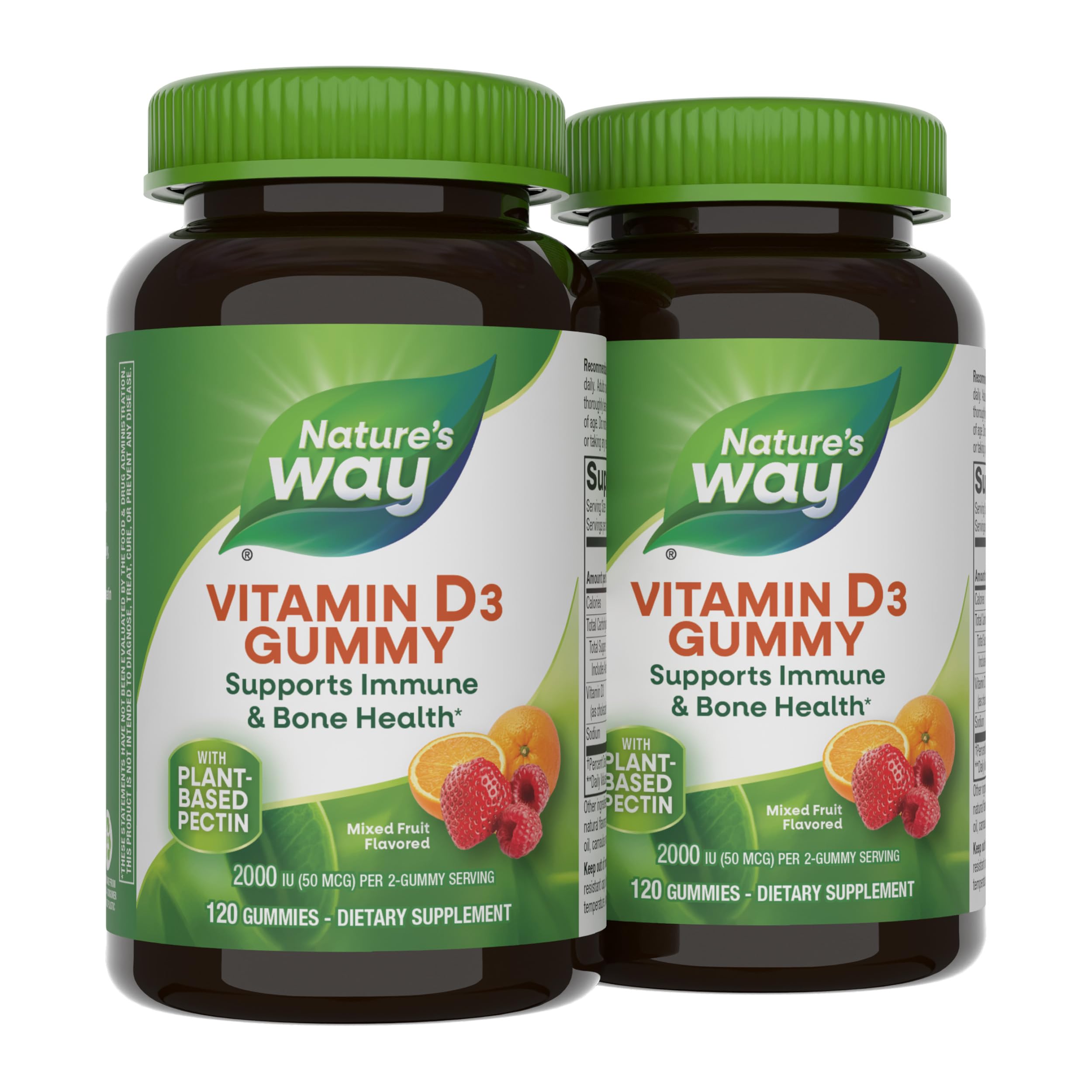 Nature's Way Vitamin D3 Gummies bottle with mixed fruit flavor for daily immune support