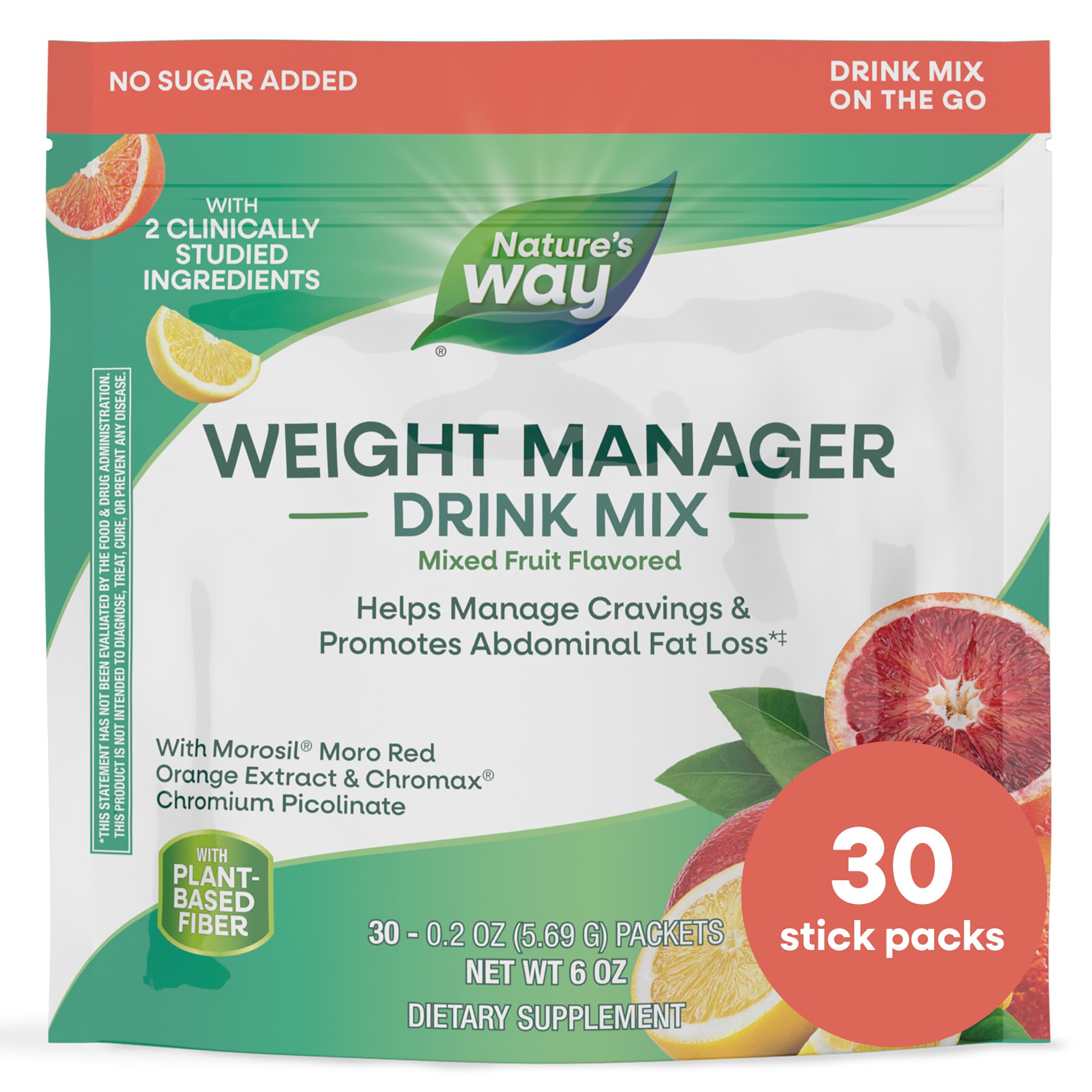 Nature’s Way Weight Manager packets ready to mix after meals for cravings control.
