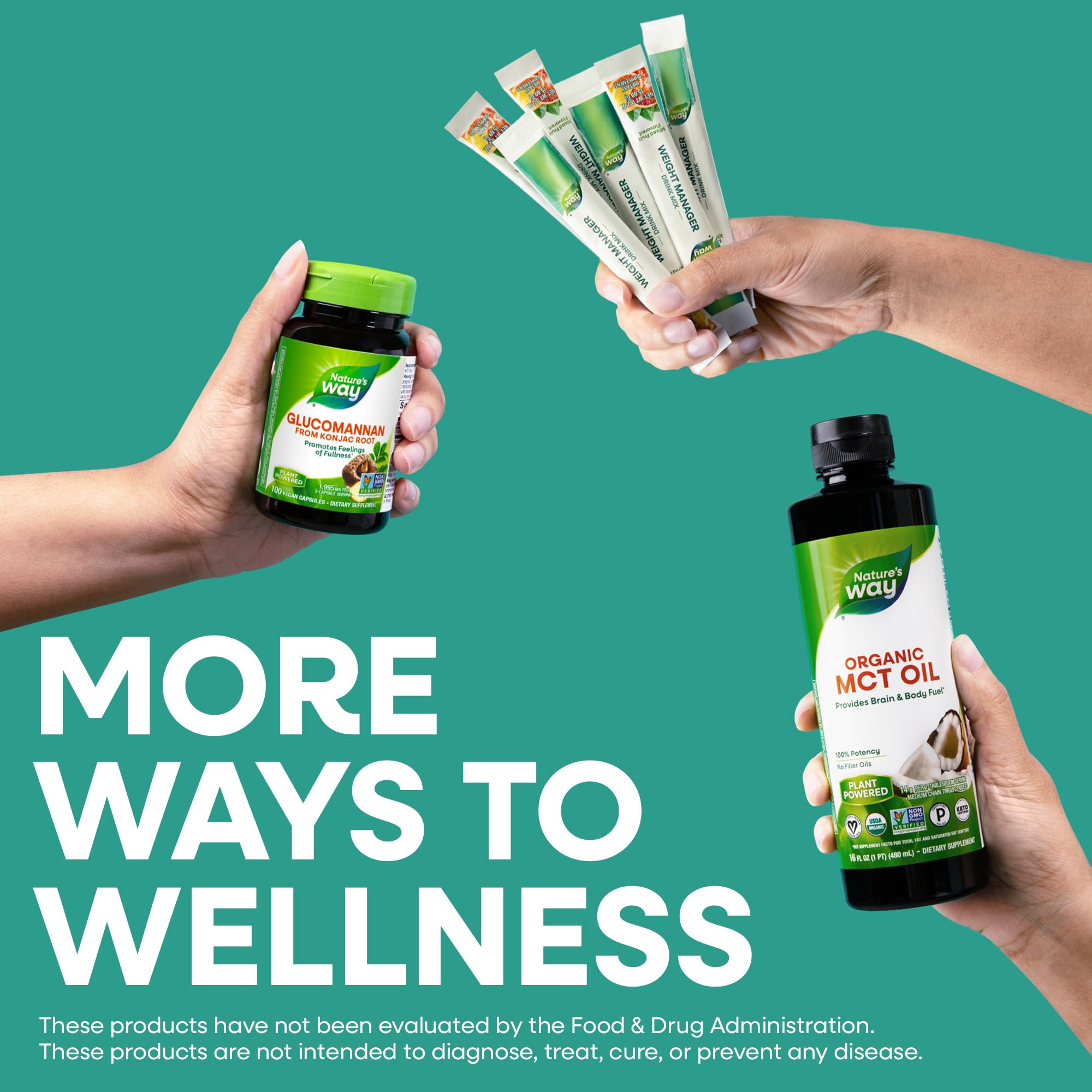 Nature’s Way Weight Manager packets dissolving in water for an easy daily routine.