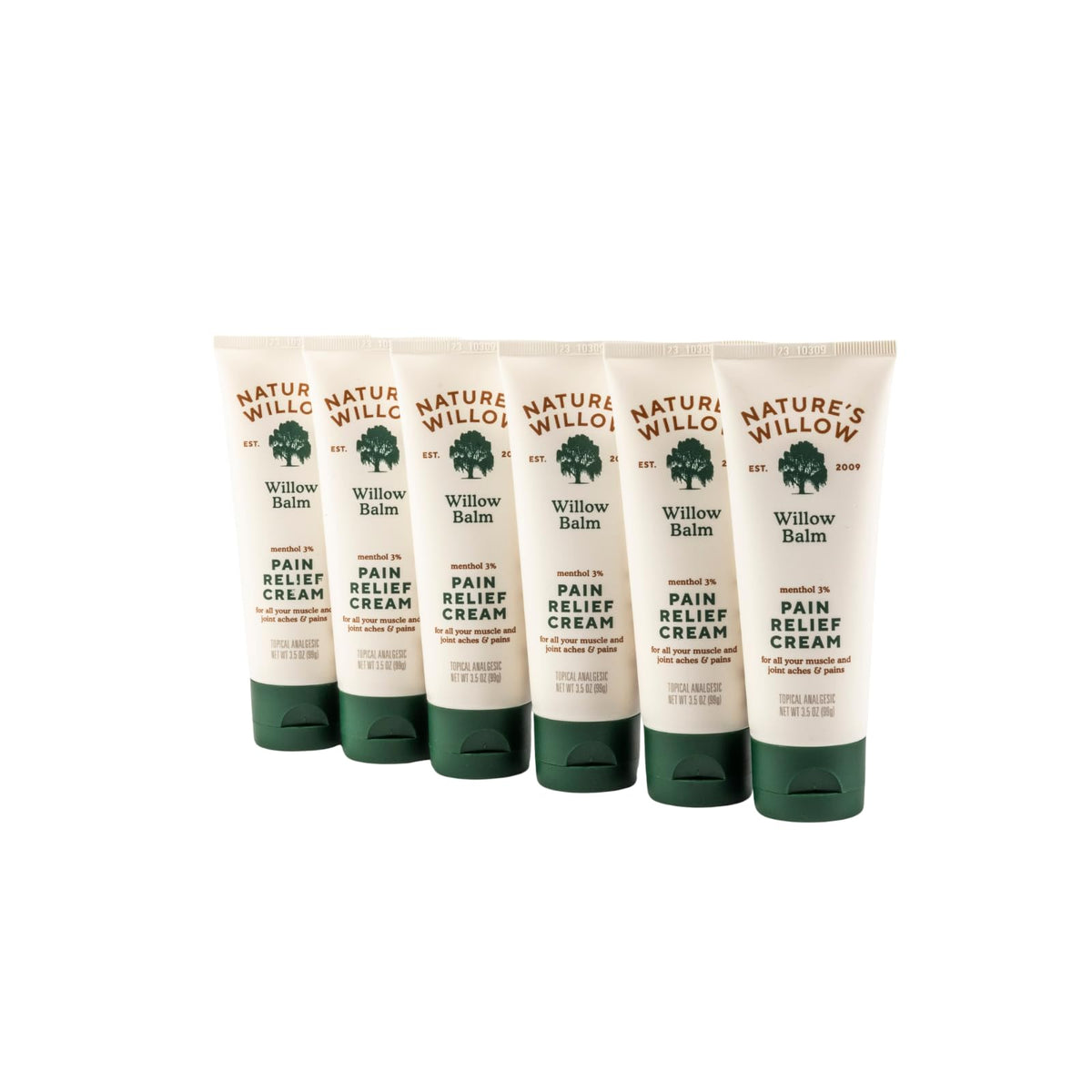 Nature's Willow Willow Balm bottle illustrating fast relief for sore muscles